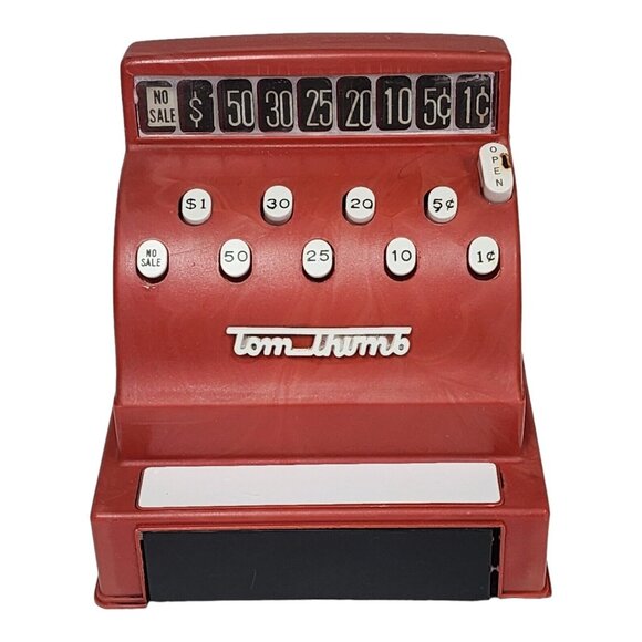 1950s Tom Thumb Red Toy Cash Register Western Stamping Vintage Toy Memorabilia - Picture 3 of 7